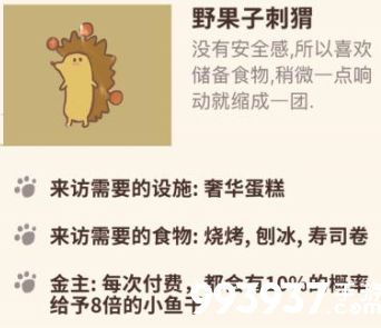 动物餐厅野果子刺猬来访条件